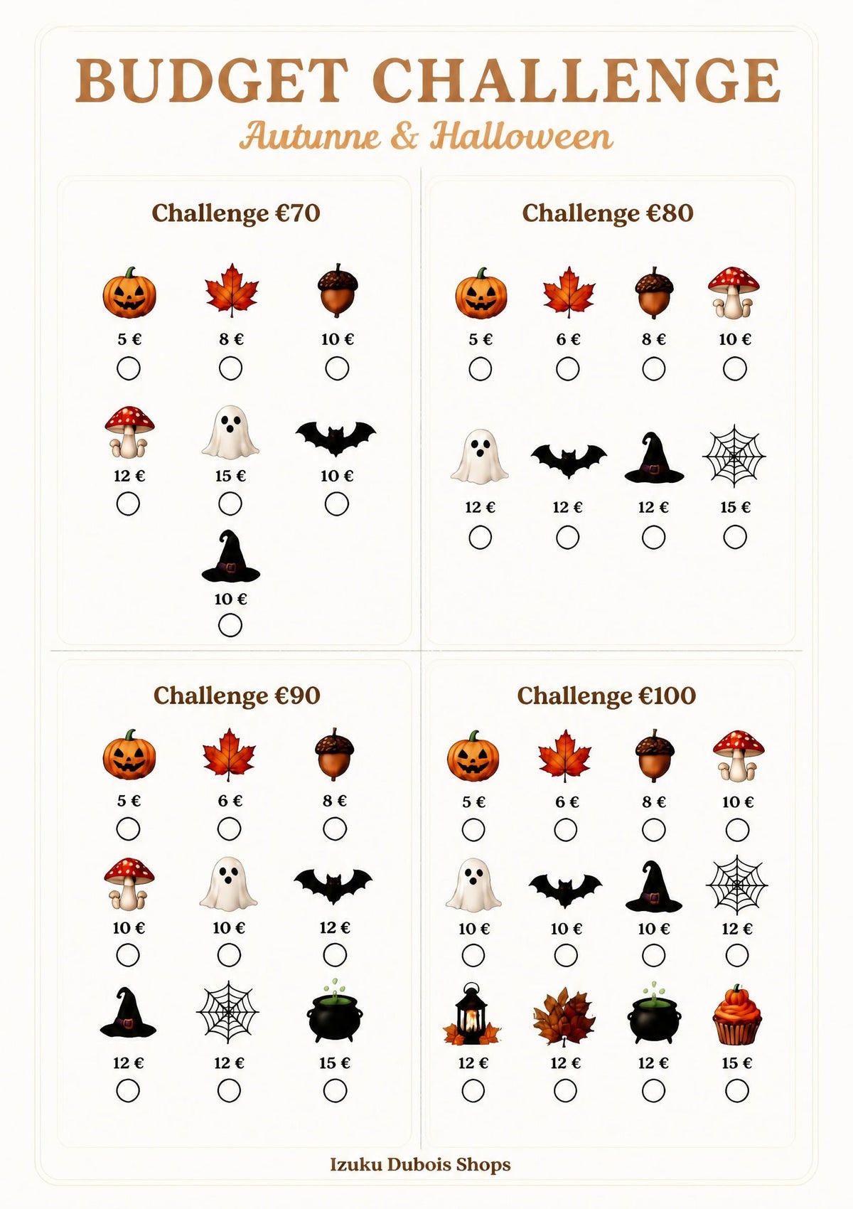Carte Budget Challenge - Édition Autonne & Halloween